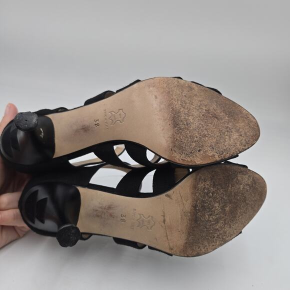 Figueroa Women’s Black Strappy Sandal Heels Size 38 Made in Italy US 7.5 - Picture 6 of 9